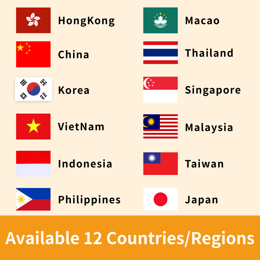 Asia 12 Regions eSIM Data